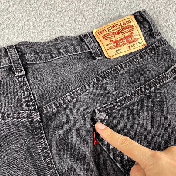 VTG Levi's 505 Regular Straight Fit Jeans Men's 40x30 Black Denim - Picture 14 of 14